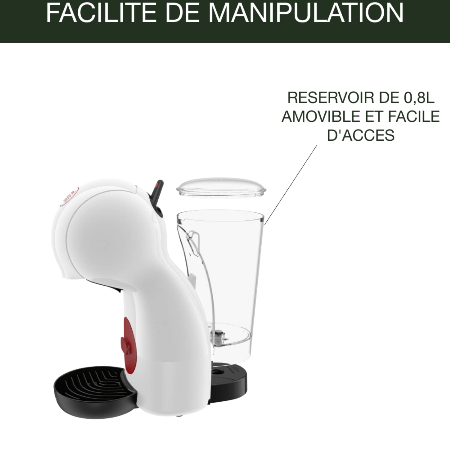 Machine à café à capsules Piccolo XS Blanc/Rouge KP1A3110 – 15 Bars