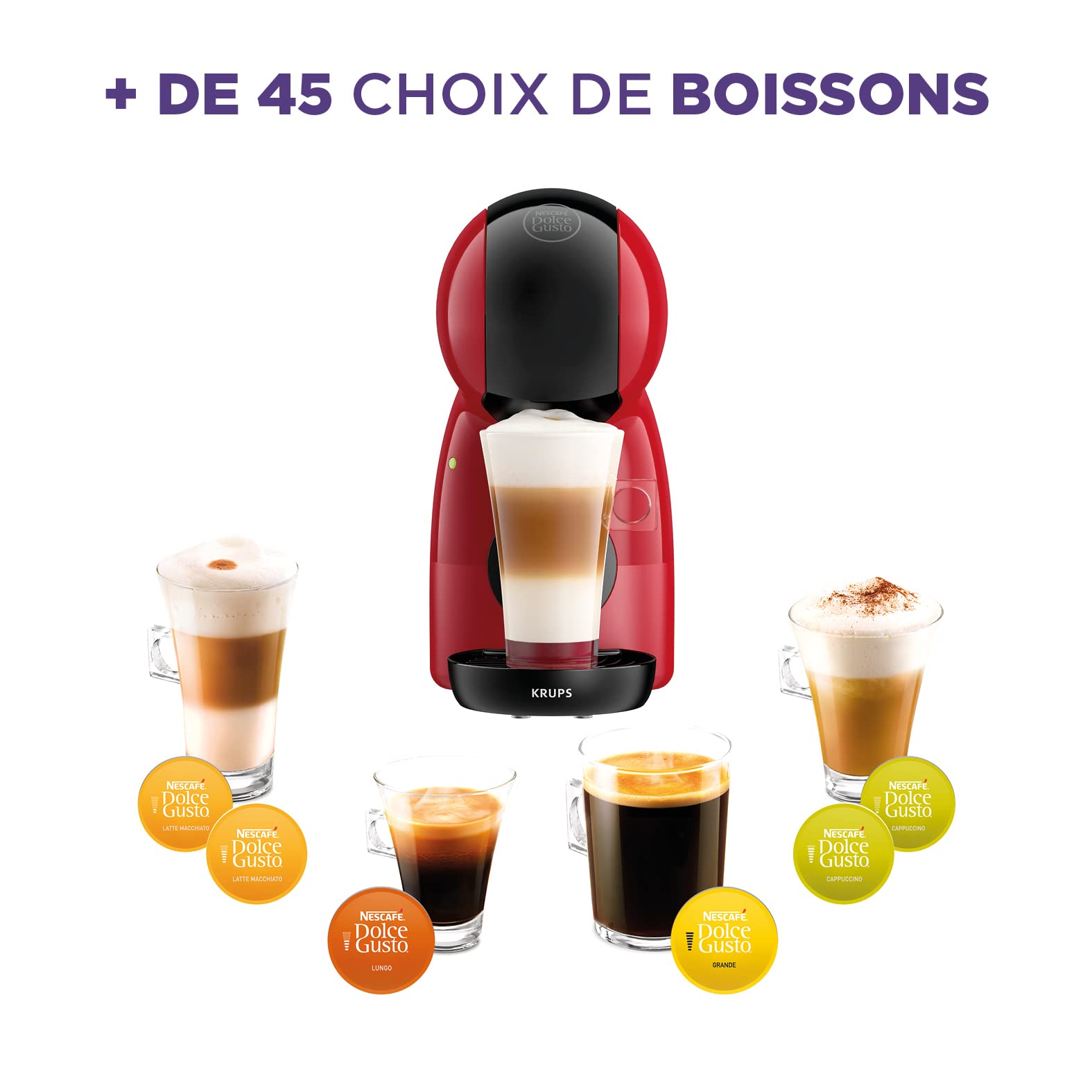 Machine à café à capsules Piccolo XS Rouge KP1A3510 – 15 Bars, Compacte