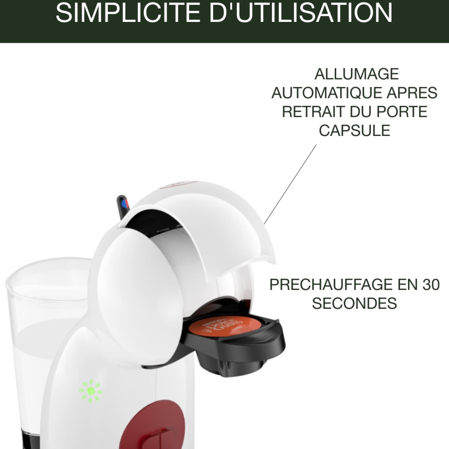 Machine à café à capsules Piccolo XS Blanc/Rouge KP1A3110 – 15 Bars
